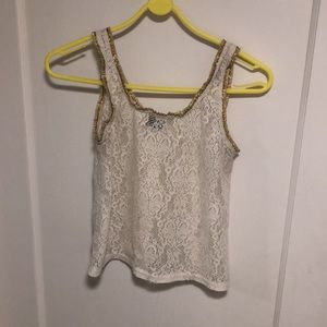Gold lace tank top